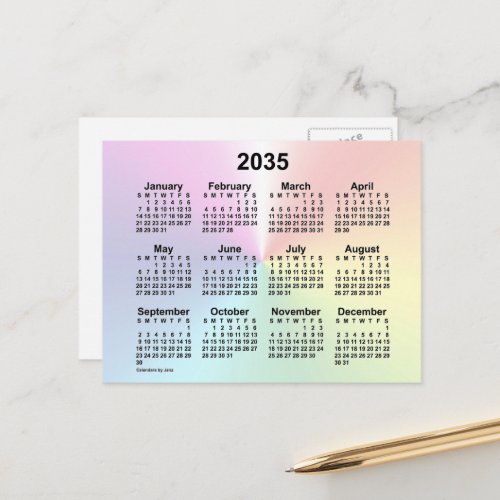 2035 Rainbow Cloud Mini Calendar by Janz Postcard