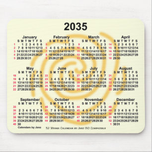 2035 Sunny Days 52 Weeks ISO Calendar by Janz Mouse Pad