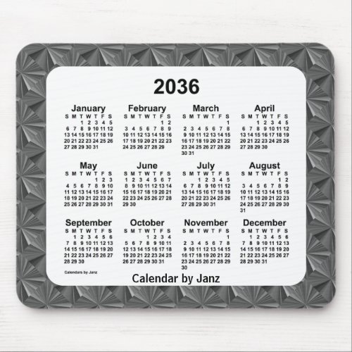 2036 Black Diamonds Calendar by Janz Mouse Pad