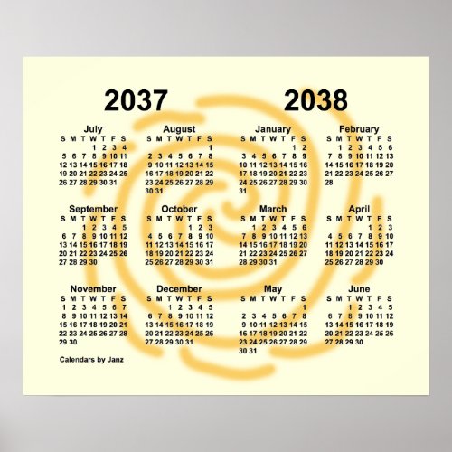 2037_2038 Sunny Days School Year Calendar by Janz Poster
