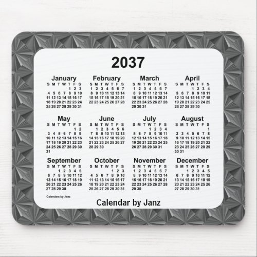 2037 Black Diamonds Calendar by Janz Mouse Pad