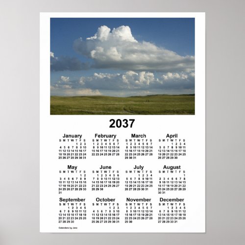 2037 Nebraska Sandhills Calendar by Janz Poster