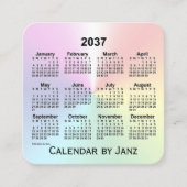 2037 Rainbow Shimmer Calendar by Janz Square Business Card (Front)
