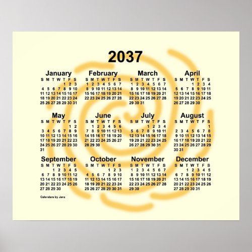 2037 Sunny Days Calendar by Janz Poster