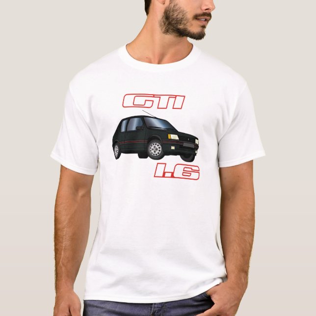 205 GTI 1.6 87 88 89 90 Black T-Shirt (Front)