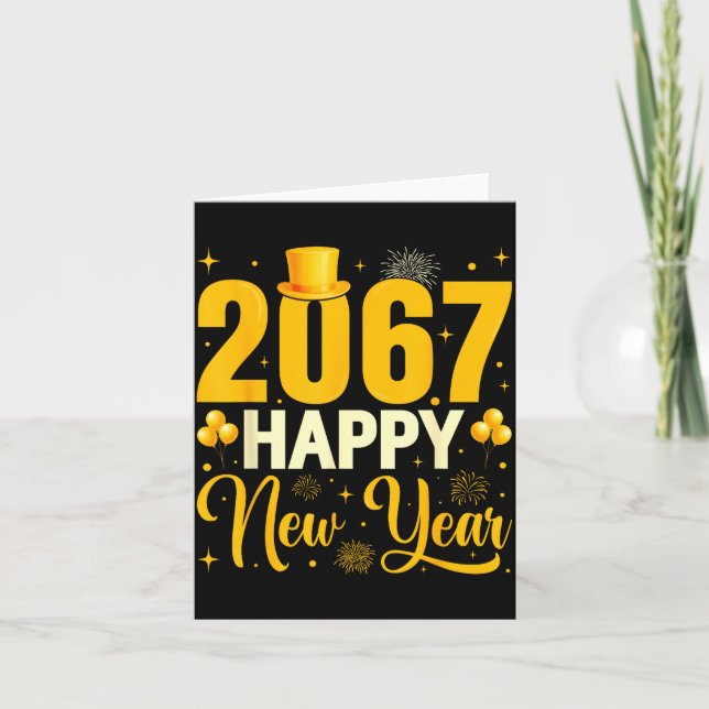 2067 Happy New Year Retro Funny 67 Six Seven Meme  Card (Front)