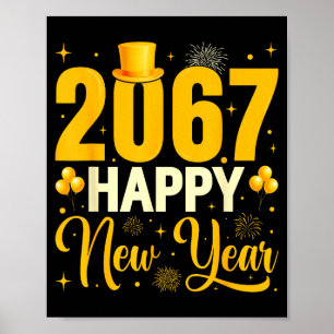 2067 Happy New Year Retro Funny 67 Six Seven Meme  Poster