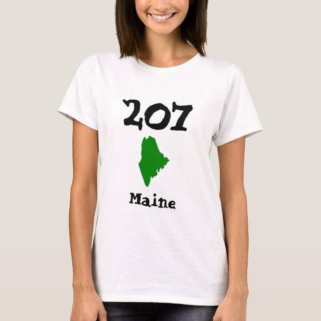 207, Area Code of Maine, Kittery, Mt Desert Island T-Shirt (Front)