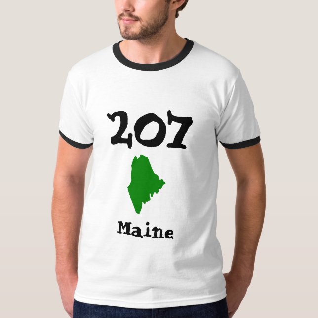 207, Area Code of Maine, Lewiston, Biddeford, Saco T-Shirt (Front)