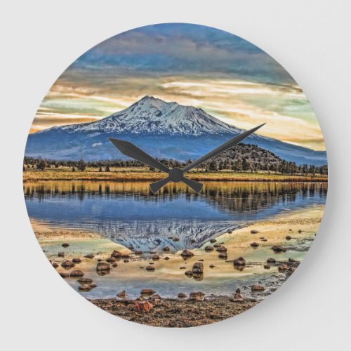 207 MOUNT SHASTA REFLECTED LARGE CLOCK