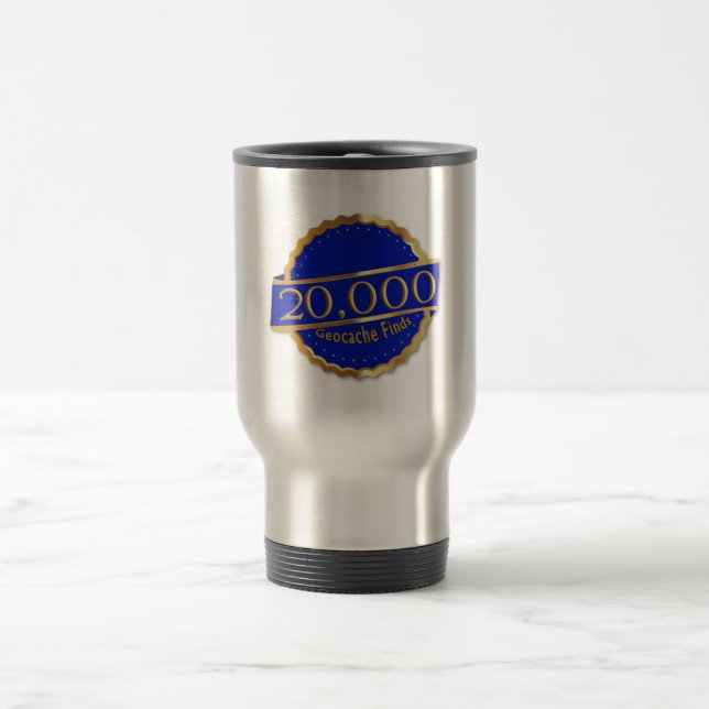 20,000 FINDS ACHIEVEMENT GeoCaching AWARD Travel Mug (Center)