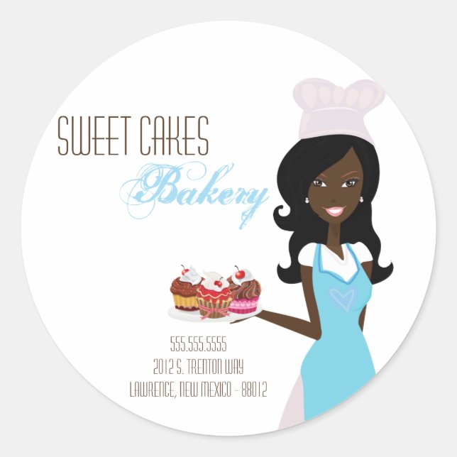 20 - 1.5"  African American Baker Address Stickers (Front)