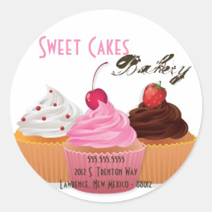 20 - 1.5"  Cup Cakes Bakery Sweet Address Stickers