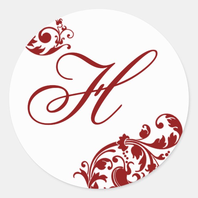 20 - 1.5"  Envelope Seal Crimson Red White Floral (Front)