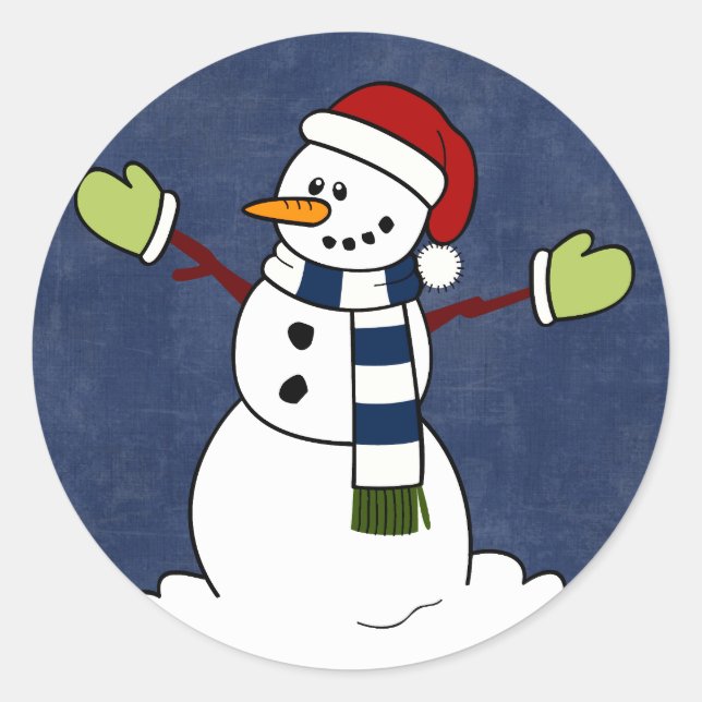 20 - 1.5" Envelope Seal Jolly Winter Snowman Chris (Front)
