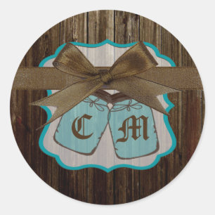 20 - 1.5  Envelope Seal Mason Jar Initials Rustic