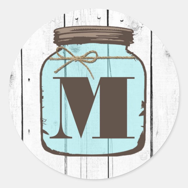 20 - 1.5  Envelope Seal Mason Jar Wood Country (Front)