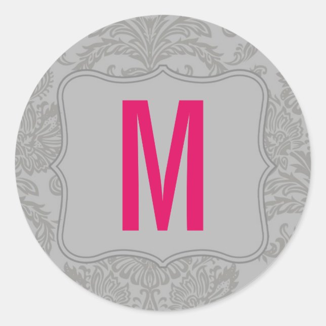 20 - 1.5  Envelope Seal Modern Gray Damask Lace (Front)