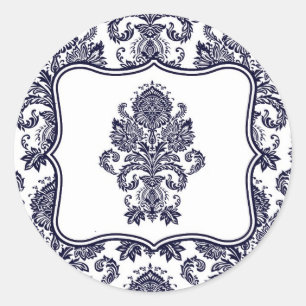 20 - 1.5 Envelope Seal Navy Blue Damask Lace