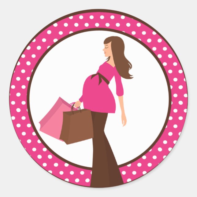 20 - 1.5"  Envelope Seal Pink Mod Mom Polka Dots (Front)