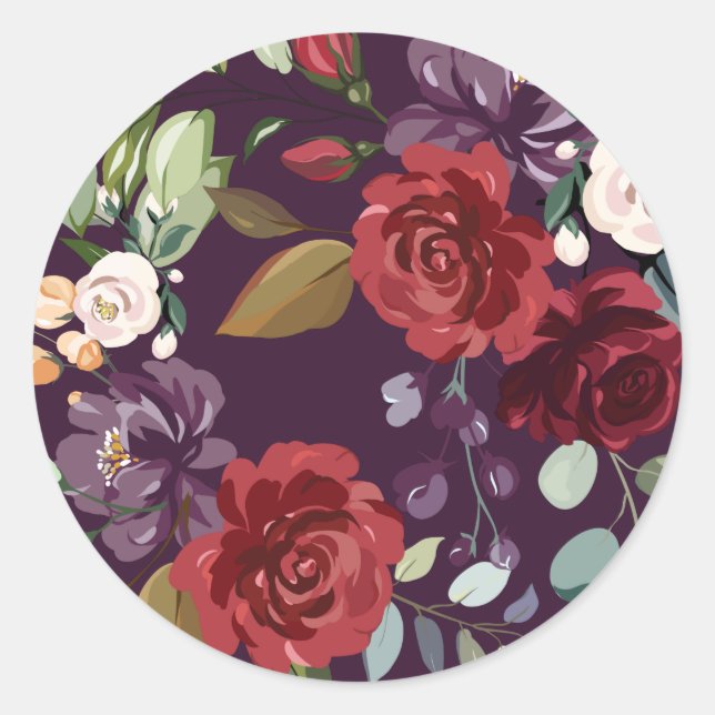 20 - 1.5  Envelope Seal Plum Purple Roses Gold Geo (Front)