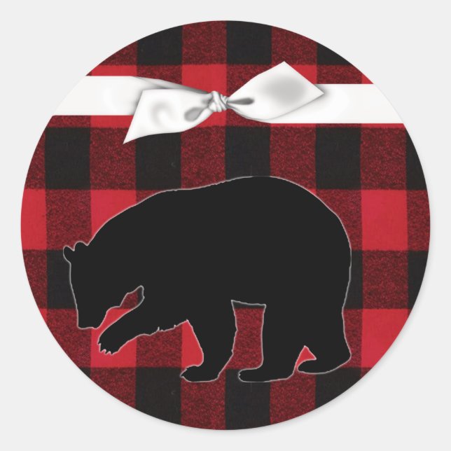 20 - 1.5  Envelope Seal Red Buffalo Plaid Bear (Front)