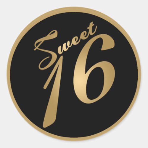 20 _ 15  Envelope Seal Sweet 16 Gold Black Party