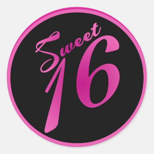 20 _ 15  Envelope Seal Sweet 16 Pink Black Party