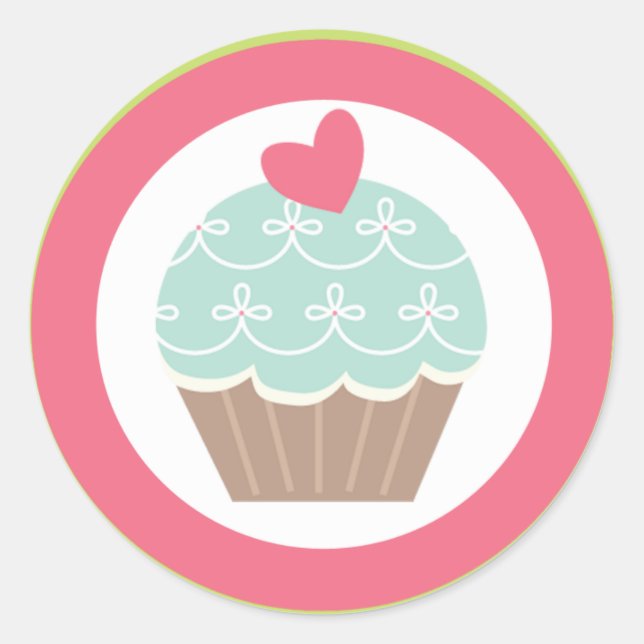 20 - 1.5"  Envelope Seal Tea Party Cupcake Pink (Front)