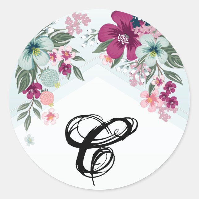 20 - 1.5 Envelope Seal Tropical Flower on Blue Omb (Front)