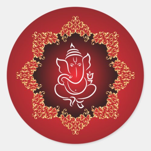 20 _ 15 Envelope Sticker Lord GaneshaHindu Red