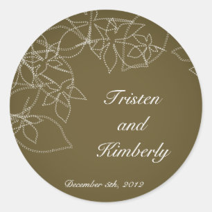 20 - 1.5" Favor Stickers Autumn Floral Fall Brown