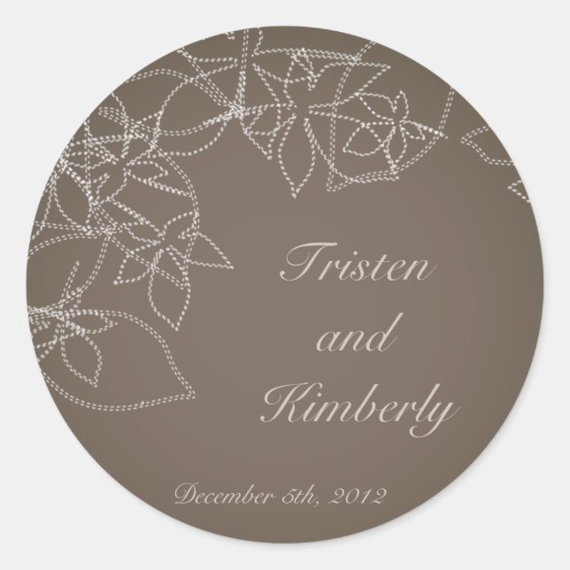 20 - 1.5"  Favor Stickers Autumn Floral Fall Gray (Front)