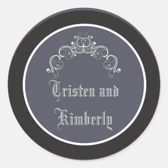 20 - 1.5"  Favor Stickers Black Tie Affair Gray El (Front)
