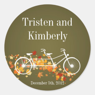 20 - 1.5"  Favor Stickers Brown Fall Double Bike