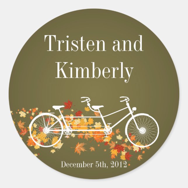 20 - 1.5"  Favor Stickers Brown Fall Double Bike (Front)