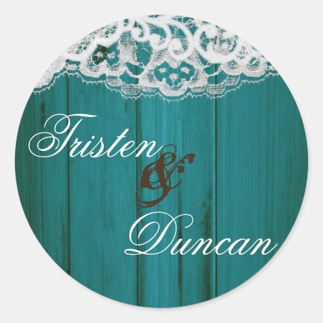 20 - 1.5"  Favor Stickers Distrissed Teal Wood Lac (Front)