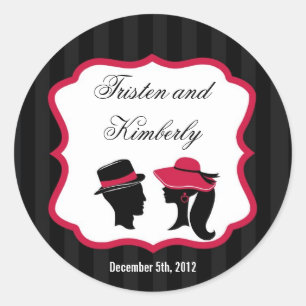 20 - 1.5" Favor Stickers Formal Hats Elegant