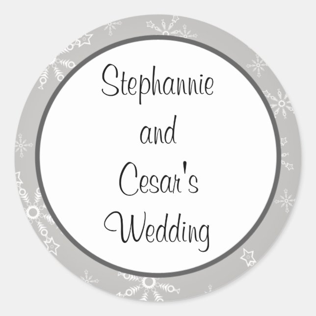 20 - 1.5" Favor Stickers Gray Snowflakes (Front)