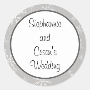 20 - 1.5" Favor Stickers Gray Snowflakes