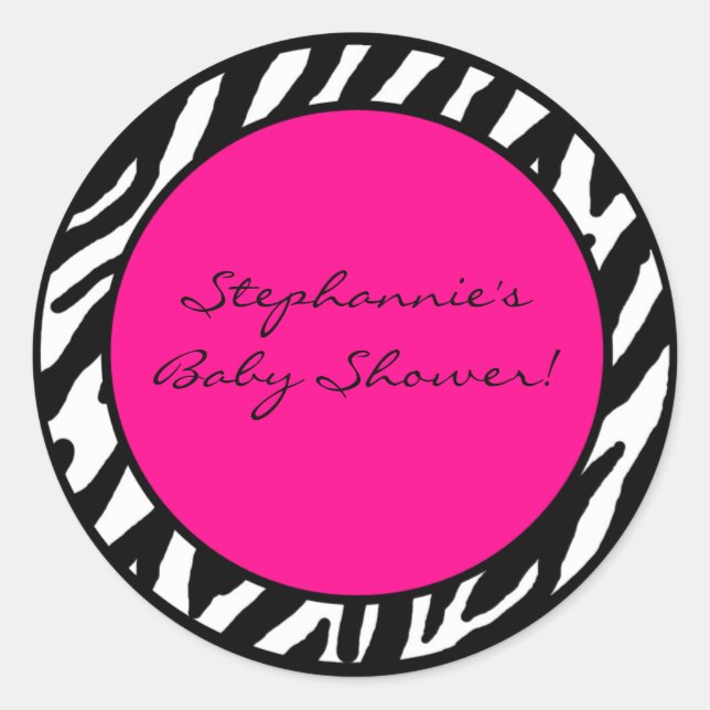 20 - 1.5"  Favor Stickers Hot Pink Zebra Print (Front)