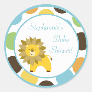 20 - 1.5" Favor Stickers Jungle King Lion Safari