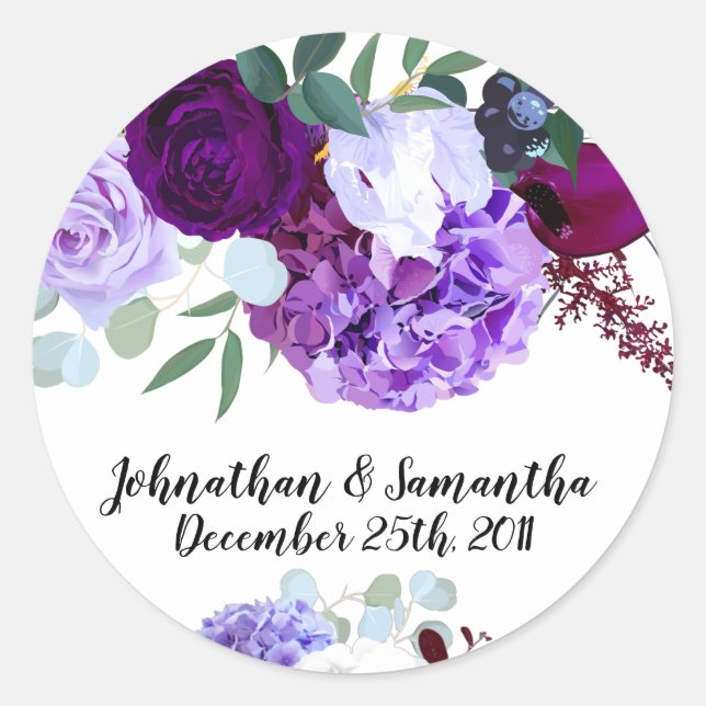 20 - 1.5"  Favor Stickers Lavender Hibiscus on W (Front)