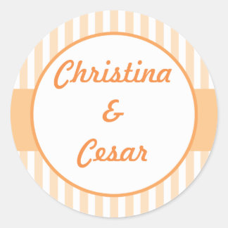 20 - 1.5" Favor Stickers Love Birds Peach Stripes