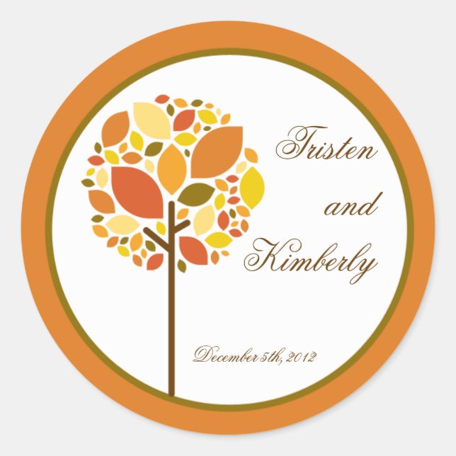 20 - 1.5"  Favor Stickers Modern Autumn Tree Fall (Front)