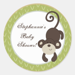 20 - 1.5" Favor Stickers Monkey Time Zoo Animal