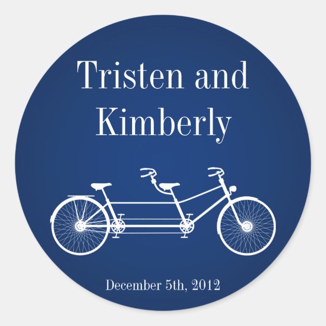 20 - 1.5"  Favor Stickers Navy Blue Double Bike (Front)