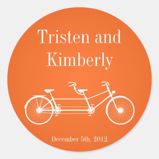 20 - 1.5"  Favor Stickers Orange Double Bike (Front)