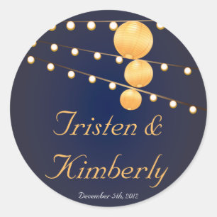 20 - 1.5" Favor Stickers Paper Lanterns on Blue