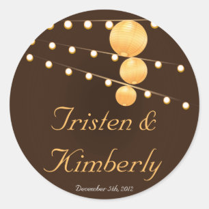 20 - 1.5" Favor Stickers Paper Lanterns on Brown